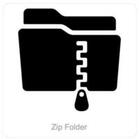 Zip Folder and Folder icon concept vector