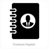 Employee register and address icon concept vector