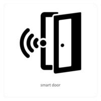 inteligente puerta y puerta icono concepto vector