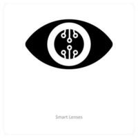 Smart Lenses and eye tap icon concept vector