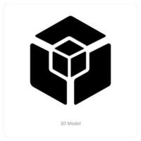 3d modelo y cubo icono concepto vector