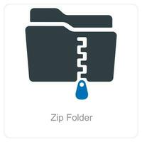 Zip Folder and Folder icon concept vector