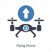 flying drone and drone icon concept vector