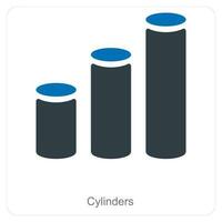 Cylinder and statistics icon concept vector