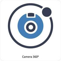 Camera 360 and rotate icon concept vector