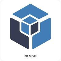 3d modelo y cubo icono concepto vector