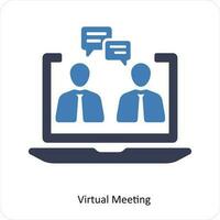 Virtual meeting and conference icon concept vector