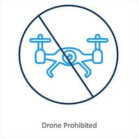 drone prohibited and forbidden icon concept vector