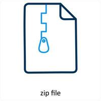 zip file and zip icon conceot vector