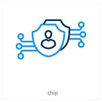 chip and network icon concept vector