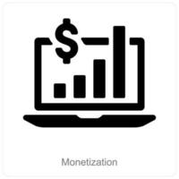 monetización y digital moneda icono concepto vector