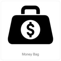 Money Bag and currency icon concept vector