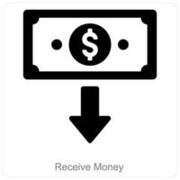 recibir dinero y recibir pago icono concepto vector