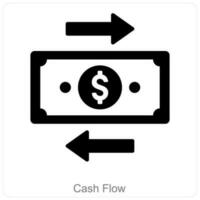 efectivo fluir y dinero fluir icono concepto vector