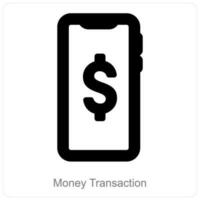 dinero transacción y móvil pago icono concepto vector