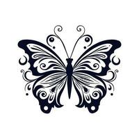 tatuaje mariposa línea Arte tribal negro en blanco antecedentes ,mariposa tatuaje aislado en blanco vector