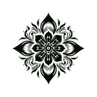 hand drawn flower tattoo, geometric flower art vector isolated on white background