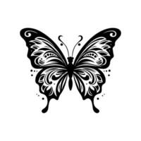 tatuaje mariposa línea Arte tribal negro en blanco antecedentes ,mariposa tatuaje aislado en blanco vector