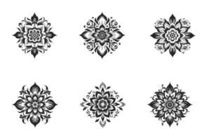 hand drawn flower tattoo, geometric flower art vector isolated on white background