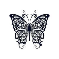 tatuaje mariposa línea Arte tribal negro en blanco antecedentes ,mariposa tatuaje aislado en blanco vector