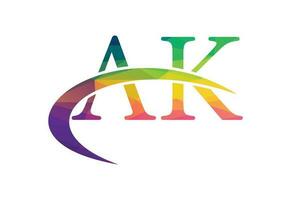 Low Poly and Initial AK Letter logo design, Vector design concept
