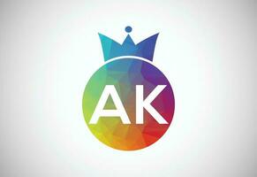 Low Poly and Initial AK Letter logo design, Vector design concept