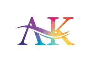 Low Poly and Initial AK Letter logo design, Vector design concept