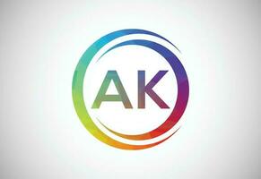 Low Poly and Initial AK Letter logo design, Vector design concept