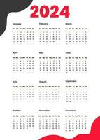 calendario 2024 modelo sencillo mínimo calendario, vector planificador 2024 año, pared calendario 2024 año, semana empieza domingo, conjunto de 12 calendario, anuncio publicitario, impresión, papelería, organización oficina.