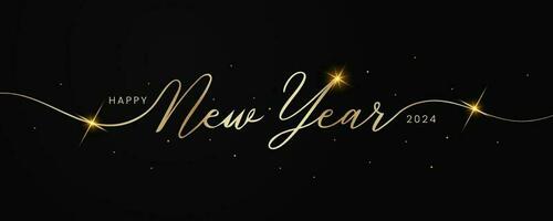 Happy new year 2024 letters banner, vector art and illustration. can use for, landing page, template, ui, web, mobile app, poster, banner, flyer, background