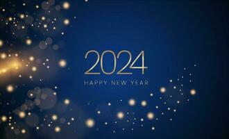 2024 Happy New year with Abstract shiny and glitter effect on dark background. Round frame For Calendar, poster design vector