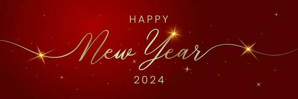 Happy new year 2024 letters luxury banner, vector art and illustration. Can use for, landing page, template, ui, web, mobile app, poster, banner, flyer, background