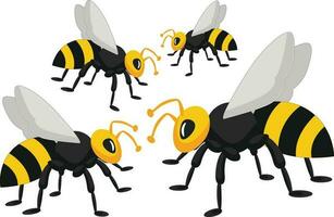 bee with friends  in  black and yellow vector