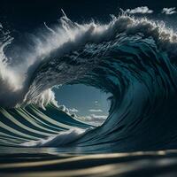 agua ola ai generado imagen, Oceano ola detener movimiento foto