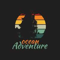 summer traveling illustration. ocean adventure t shirt design. vacation t shirt design. vector