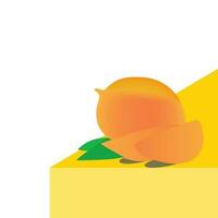 fresh yellow mango vector illustration. mango slices illustration.