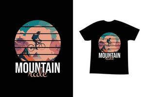 mountain ride illustration. mountain cycling graphic for t shirt. bicycle t shirt design. mountain biking vector design.