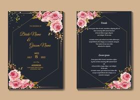 Luxury wedding invitation vector template or Floral minimal wedding poster template