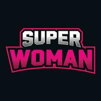 vector súper mujer texto logo diseño