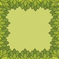 Leaves frame square vector background empty no text template isolated on square wallpaper. Simple flat background with copy space with natural green garden theme.