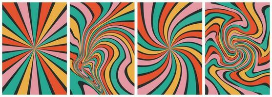 Y2k aesthetic.Set of colorful abstract backgrounds.Vector cards in retro psychedelic style. vector