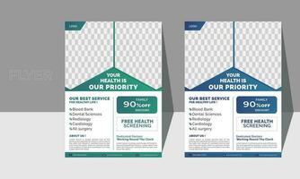 Corporate healthcare and medical cove a4 flyer design with vector format