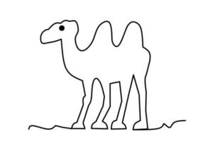 camel line drawing isolated on white background. vector illustration.