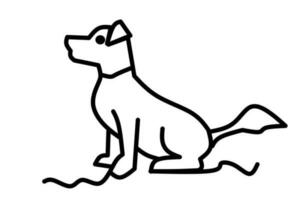 dog line drawing isolated on white background. vector illustration.