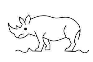 rhino line drawing isolated on white background. vector illustration.