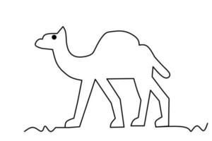 camel line drawing isolated on white background. vector illustration.