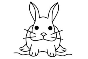 rabbit line drawing isolated on white background. vector illustration.