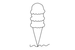 ice cream line drawing isolated on white background. vector illustration.