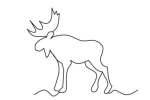 deer line drawing isolated on white background. vector illustration.