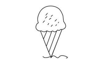 ice cream line drawing isolated on white background. vector illustration.